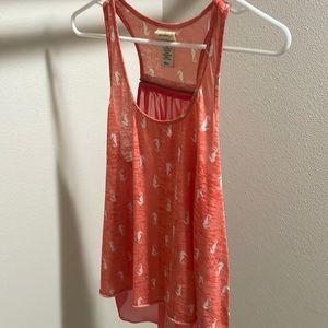 Coral seahorse racer back tank